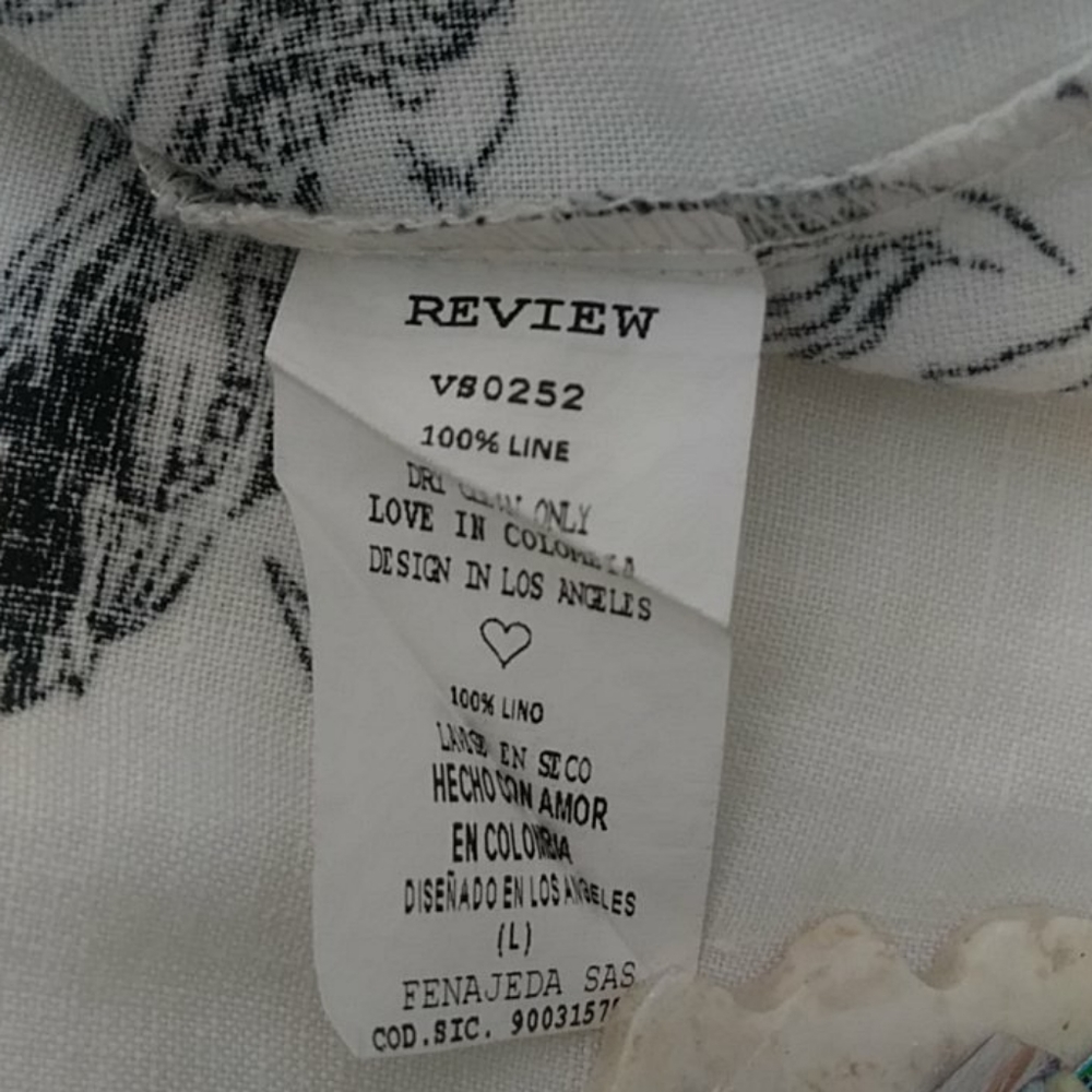 SALE Women Linen Floral High Low Midi Dress Loose Fit Black and White. Size L. - Picture 7 of 9